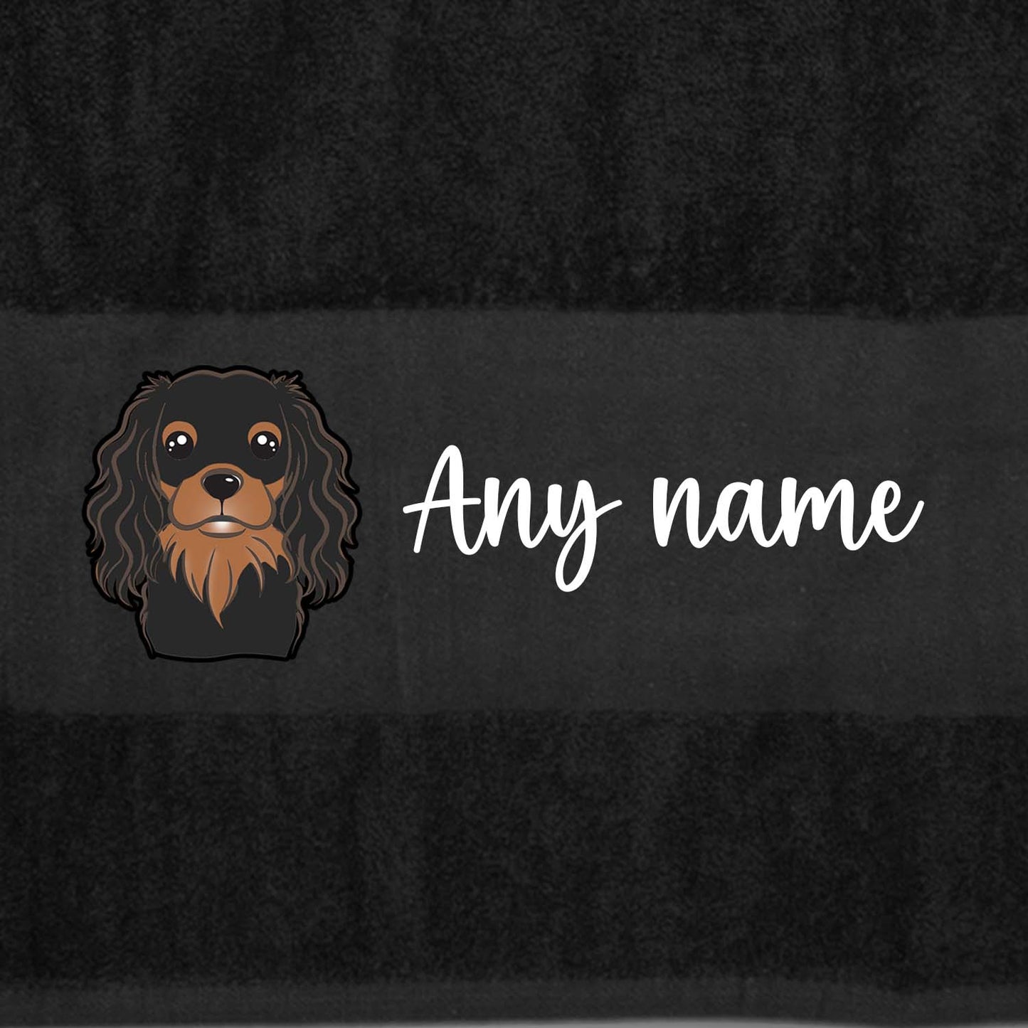 BLACK Any Pet Name And A Choice Of Dog Breed - Bath Towel