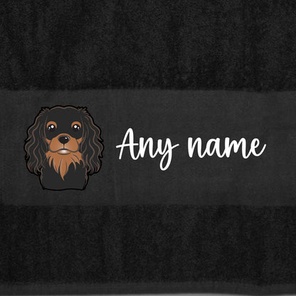 BLACK Any Pet Name And A Choice Of Dog Breed - Bath Towel