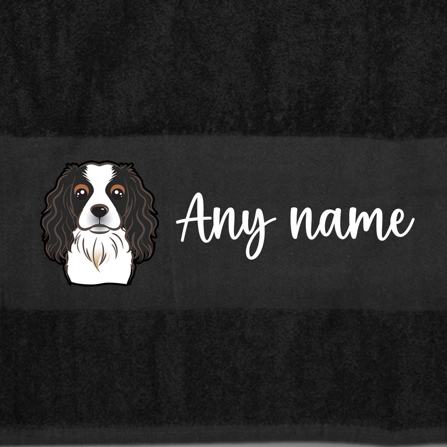 BLACK Any Pet Name And A Choice Of Dog Breed - Bath Towel