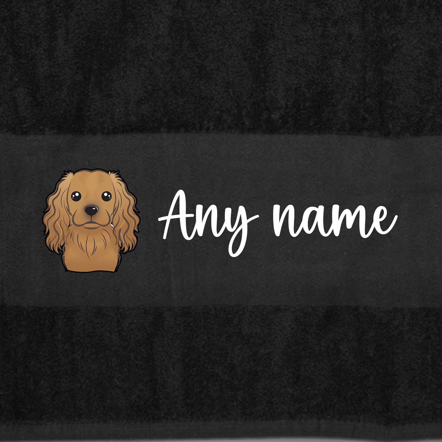 BLACK Any Pet Name And A Choice Of Dog Breed - Bath Towel