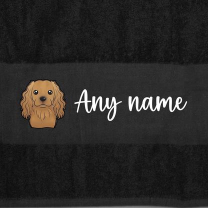 BLACK Any Pet Name And A Choice Of Dog Breed - Bath Towel