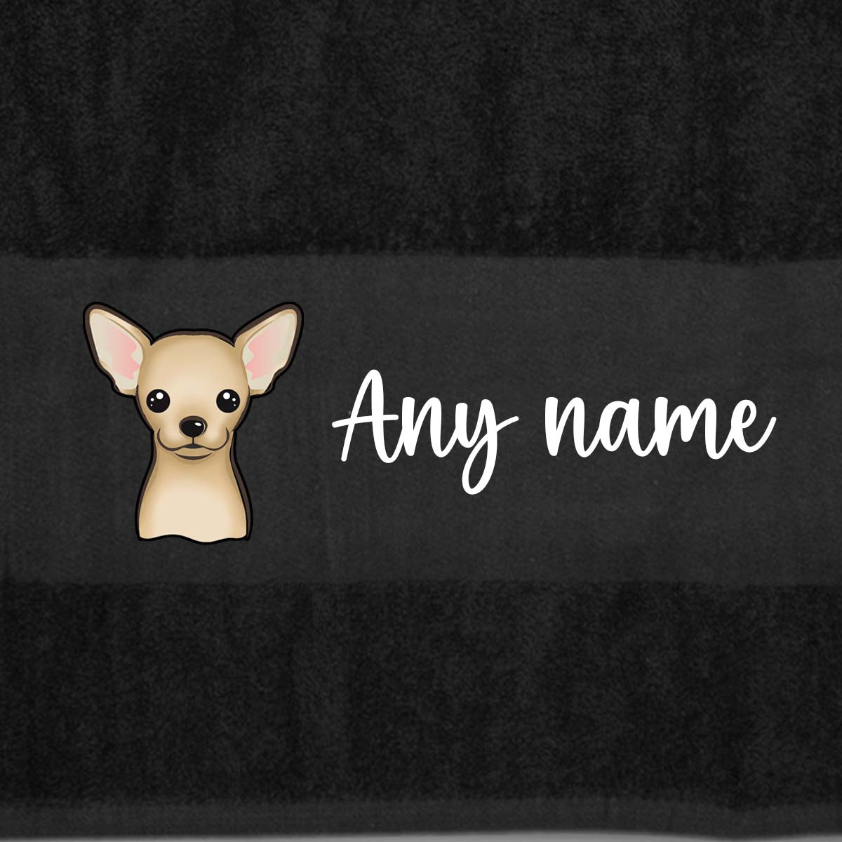 BLACK Any Pet Name And A Choice Of Dog Breed - Bath Towel
