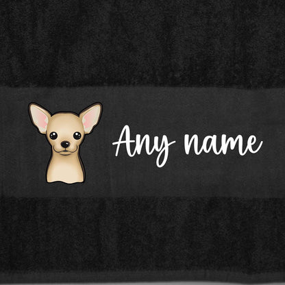 BLACK Any Pet Name And A Choice Of Dog Breed - Bath Towel