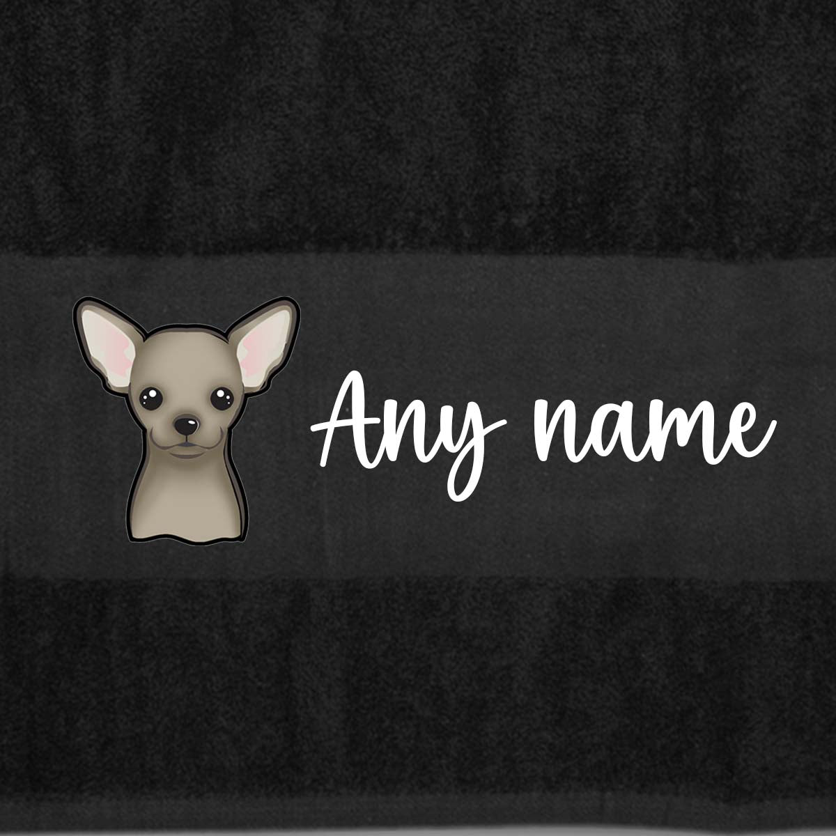 BLACK Any Pet Name And A Choice Of Dog Breed - Bath Towel