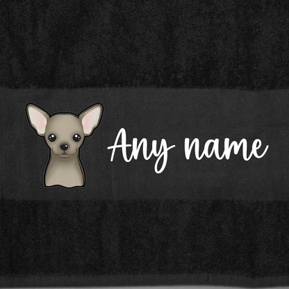 BLACK Any Pet Name And A Choice Of Dog Breed - Bath Towel