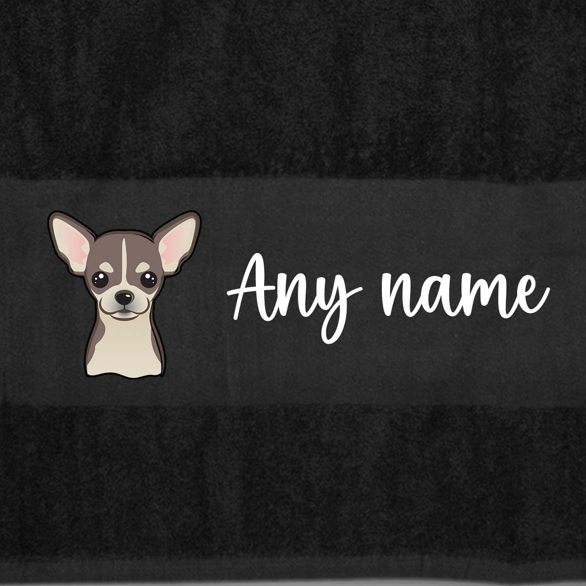 BLACK Any Pet Name And A Choice Of Dog Breed - Bath Towel