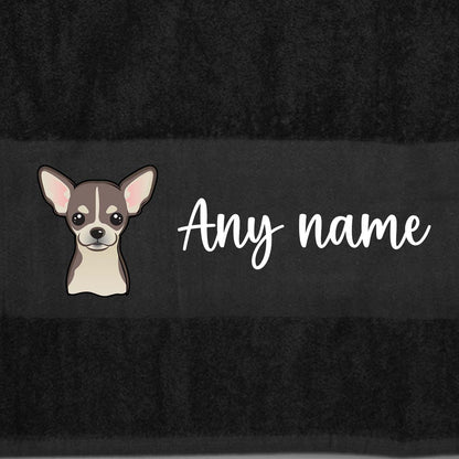 BLACK Any Pet Name And A Choice Of Dog Breed - Bath Towel