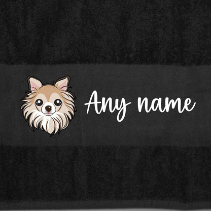 BLACK Any Pet Name And A Choice Of Dog Breed - Bath Towel