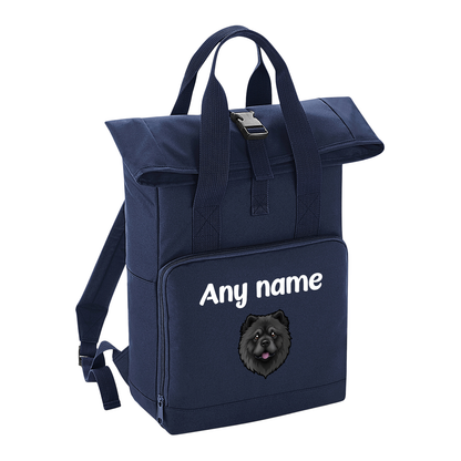 Overnighter Rucksack 14 Litres Navy Blue Any Breed Backpack With Custom Personalised Dog Name