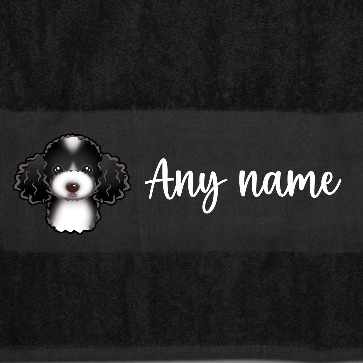 BLACK Any Pet Name And A Choice Of Dog Breed - Bath Towel