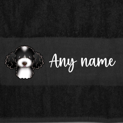 BLACK Any Pet Name And A Choice Of Dog Breed - Bath Towel