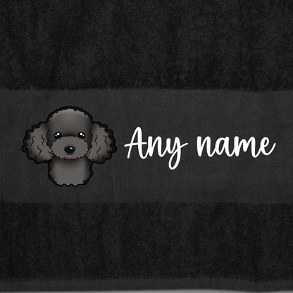 BLACK Any Pet Name And A Choice Of Dog Breed - Bath Towel