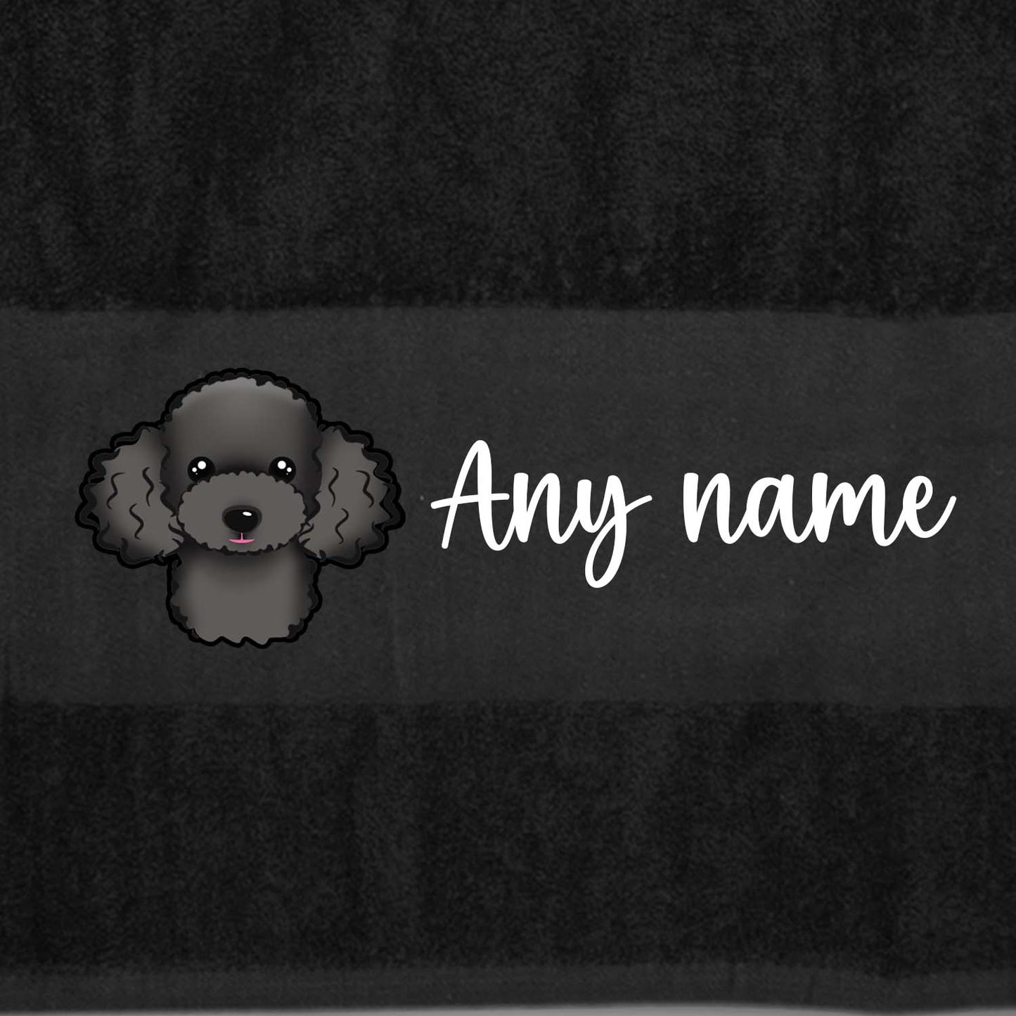 BLACK Any Pet Name And A Choice Of Dog Breed - Bath Towel