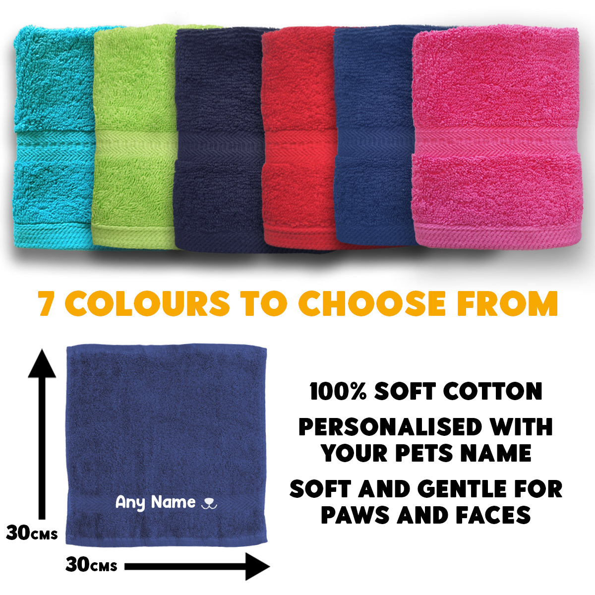 Red Dog Pet Face and Paws Wiper Towel Cloths - Any Name