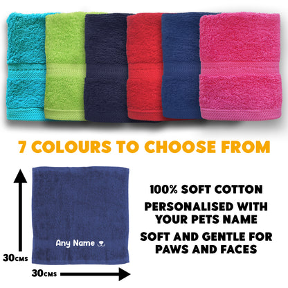 Red Dog Pet Face and Paws Wiper Towel Cloths - Any Name