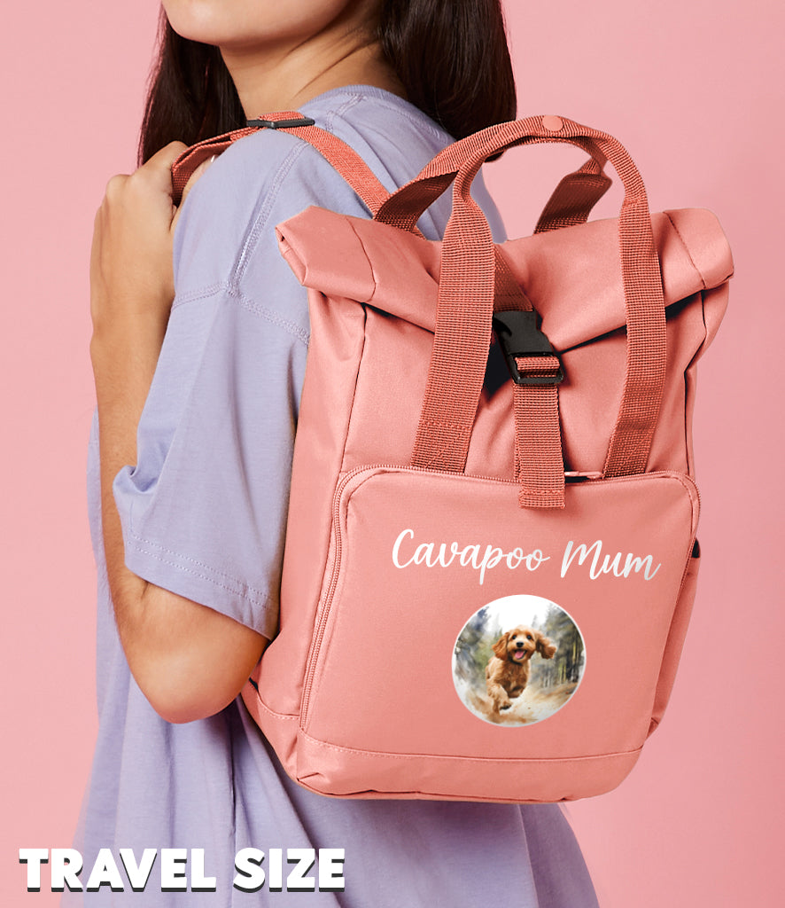 Grey Any Breed Running Woodland Dog with Personalised Name Backpack