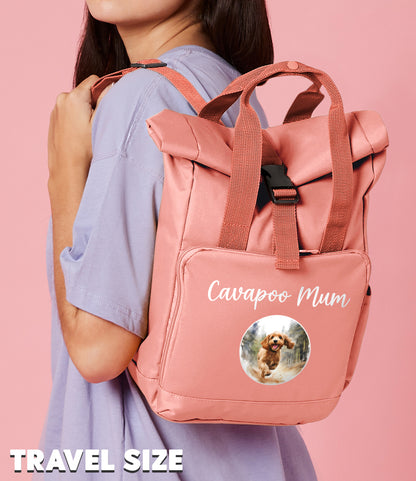 Grey Any Breed Running Woodland Dog with Personalised Name Backpack