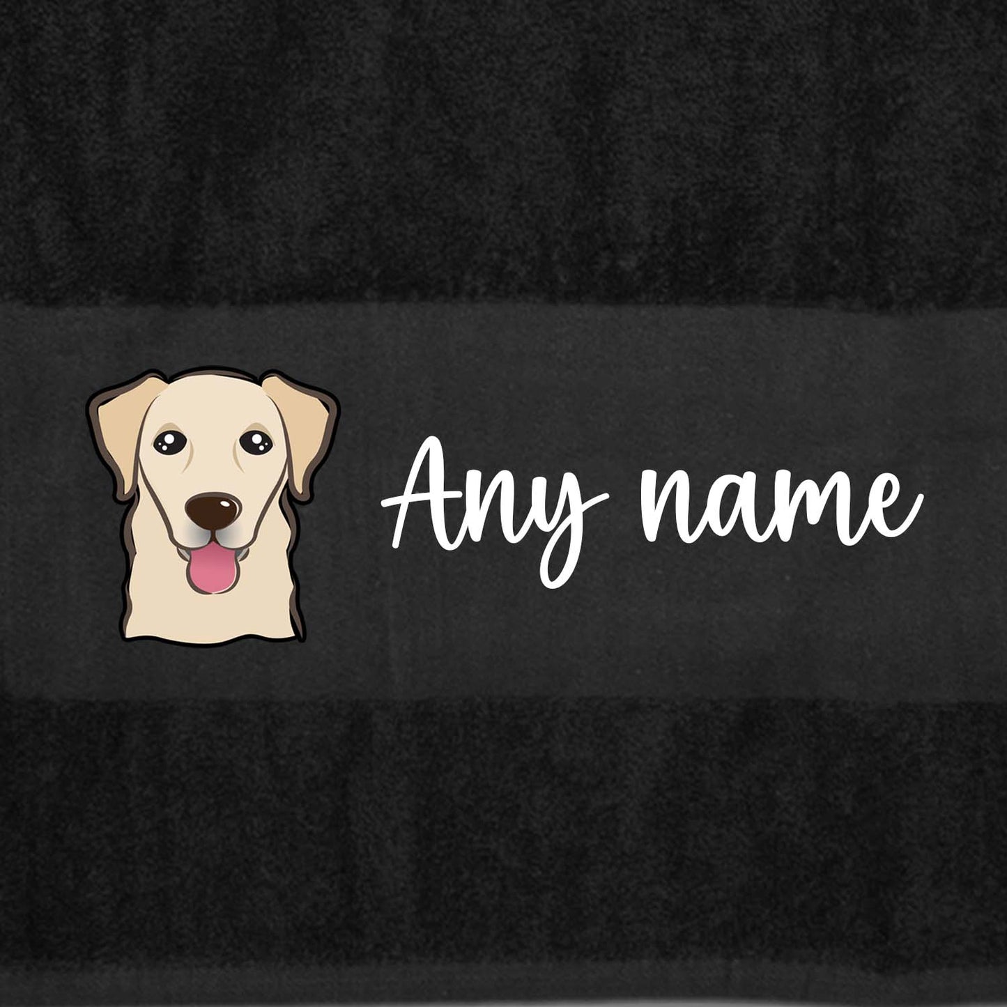 BLACK Any Pet Name And A Choice Of Dog Breed - Bath Towel