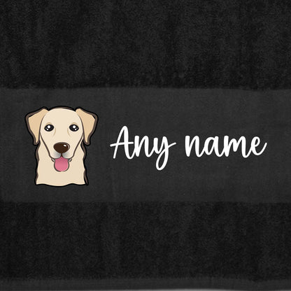 BLACK Any Pet Name And A Choice Of Dog Breed - Bath Towel