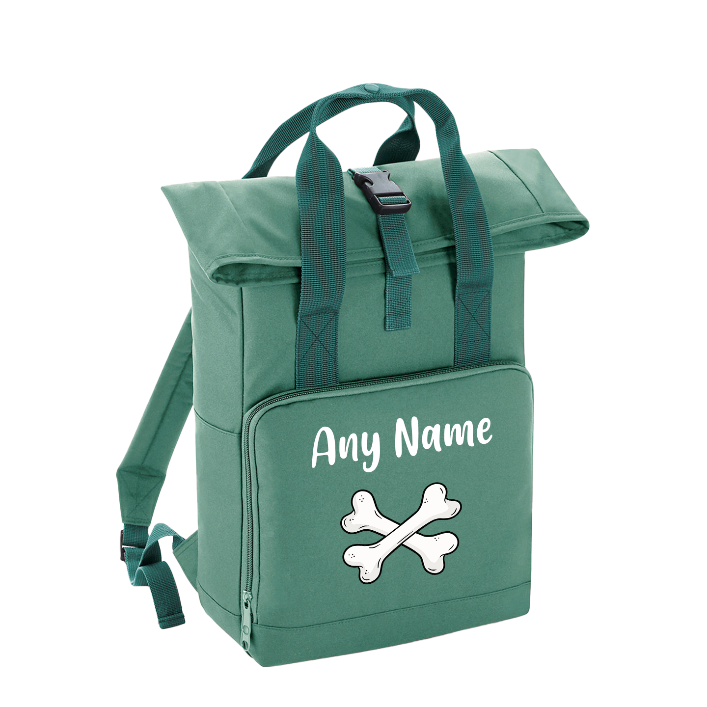 Overnighter Rucksack 14 Litres Sage Green Any Breed Backpack With Custom Personalised Dog Name
