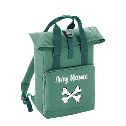 Overnighter Rucksack 14 Litres Sage Green Any Breed Backpack With Custom Personalised Dog Name