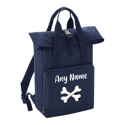 Overnighter Rucksack 14 Litres Navy Blue Any Breed Backpack With Custom Personalised Dog Name