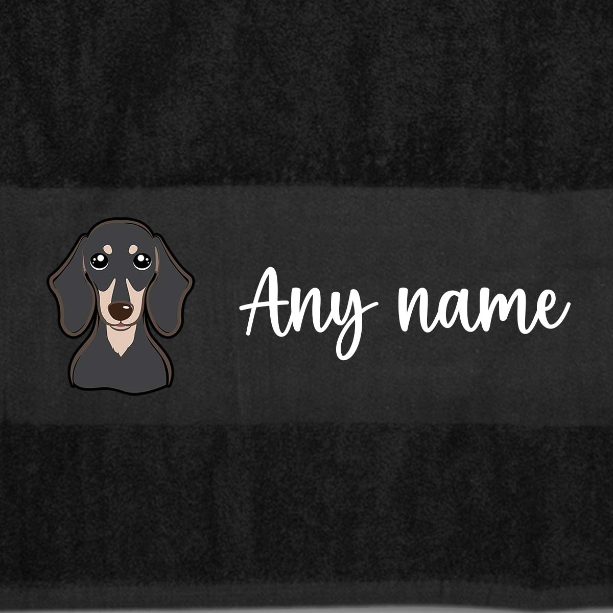BLACK Any Pet Name And A Choice Of Dog Breed - Bath Towel