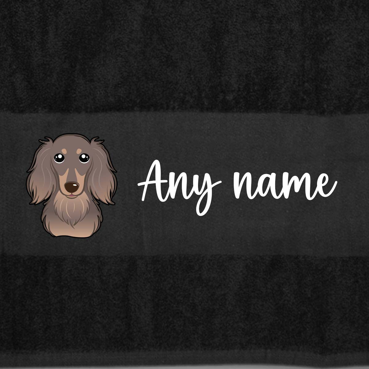 BLACK Any Pet Name And A Choice Of Dog Breed - Bath Towel