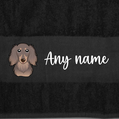 BLACK Any Pet Name And A Choice Of Dog Breed - Bath Towel