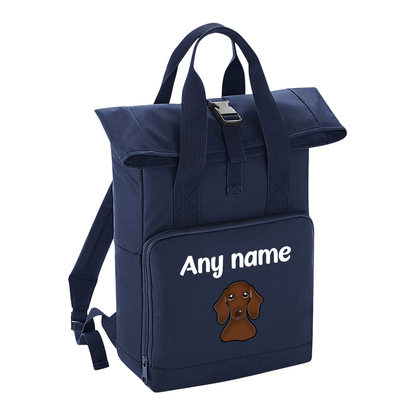 Overnighter Rucksack 14 Litres Navy Blue Any Breed Backpack With Custom Personalised Dog Name