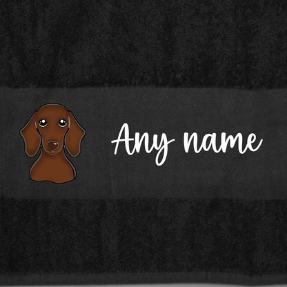 BLACK Any Pet Name And A Choice Of Dog Breed - Bath Towel
