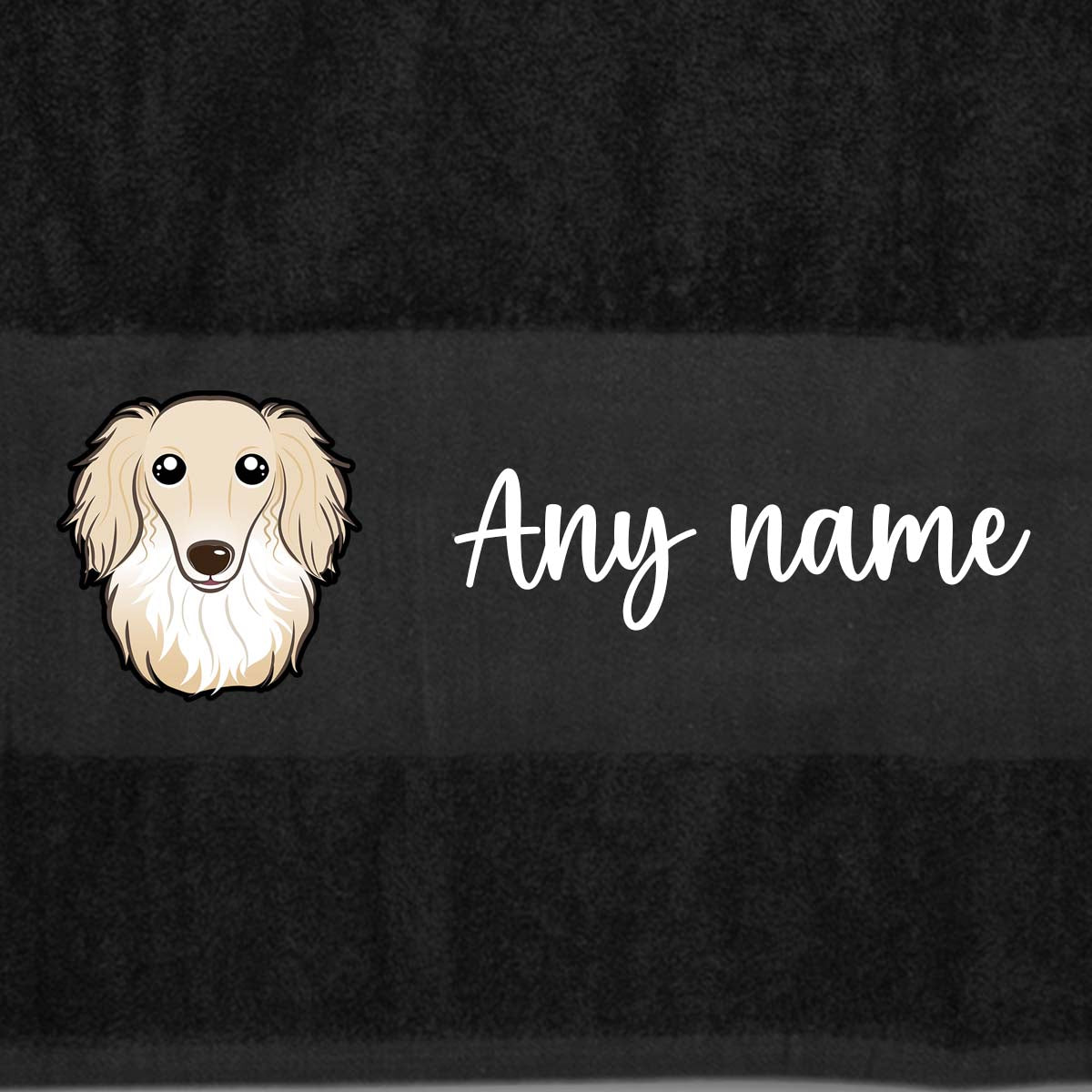 BLACK Any Pet Name And A Choice Of Dog Breed - Bath Towel