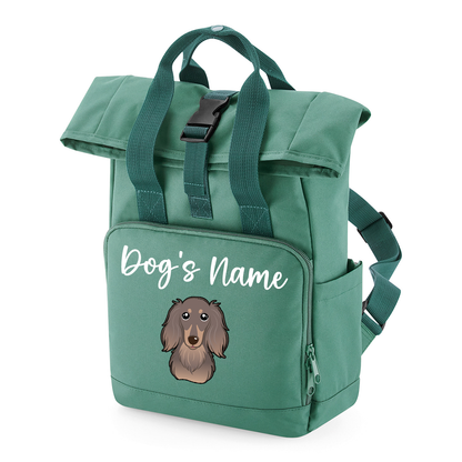 Travel Rucksack 9 Litres Sage Green Any Breed Backpack With Custom Personalised Dog Name