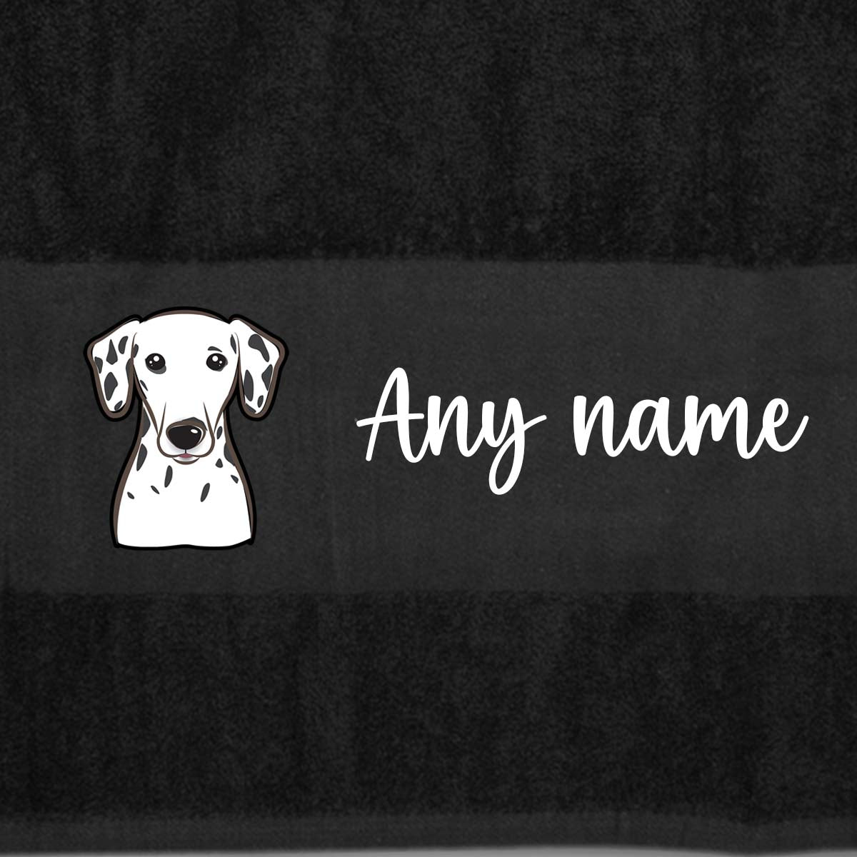 BLACK Any Pet Name And A Choice Of Dog Breed - Bath Towel