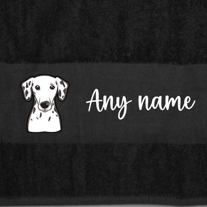 BLACK Any Pet Name And A Choice Of Dog Breed - Bath Towel