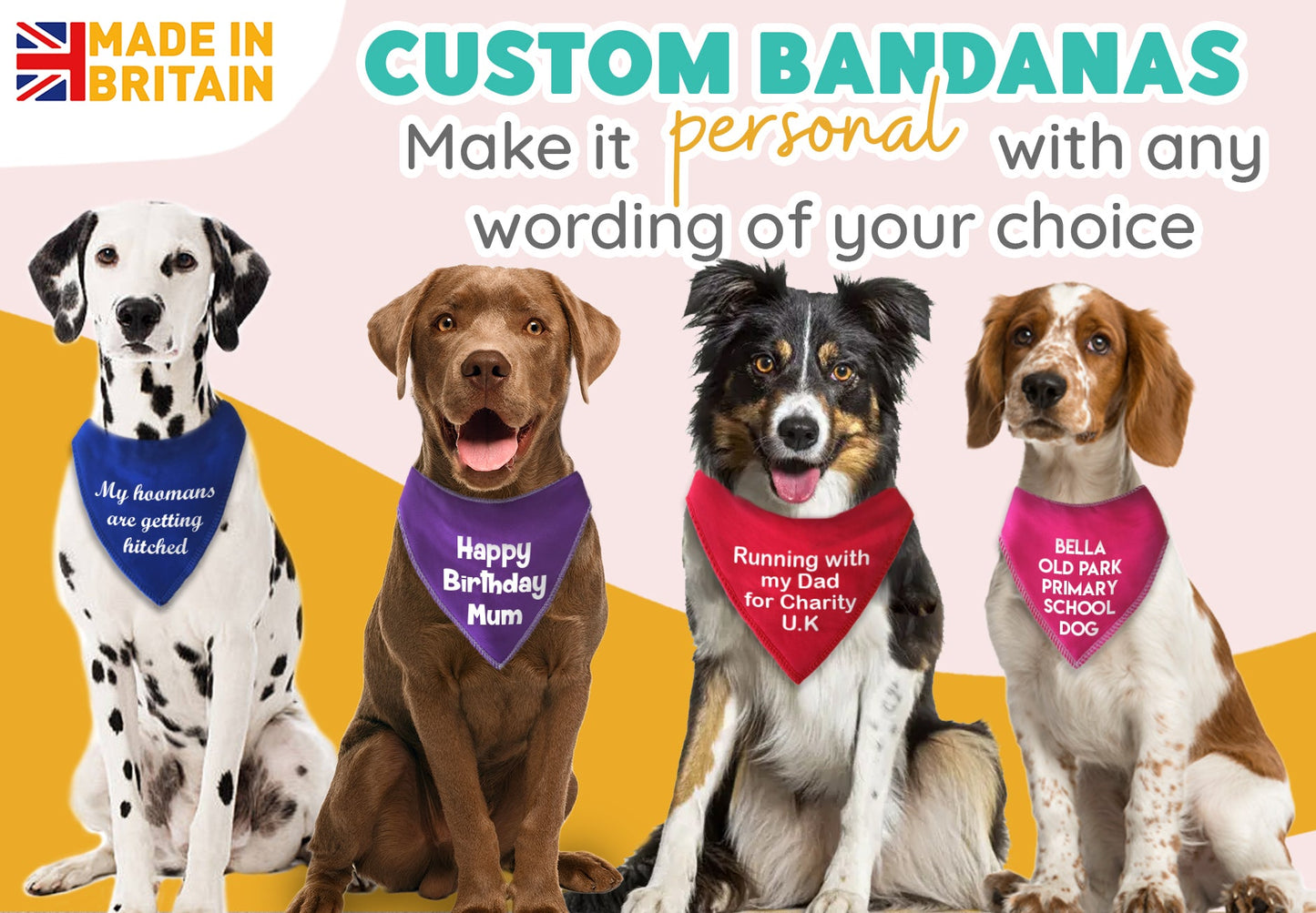 BLUE Any Wording Dog Bandana With Font Choices