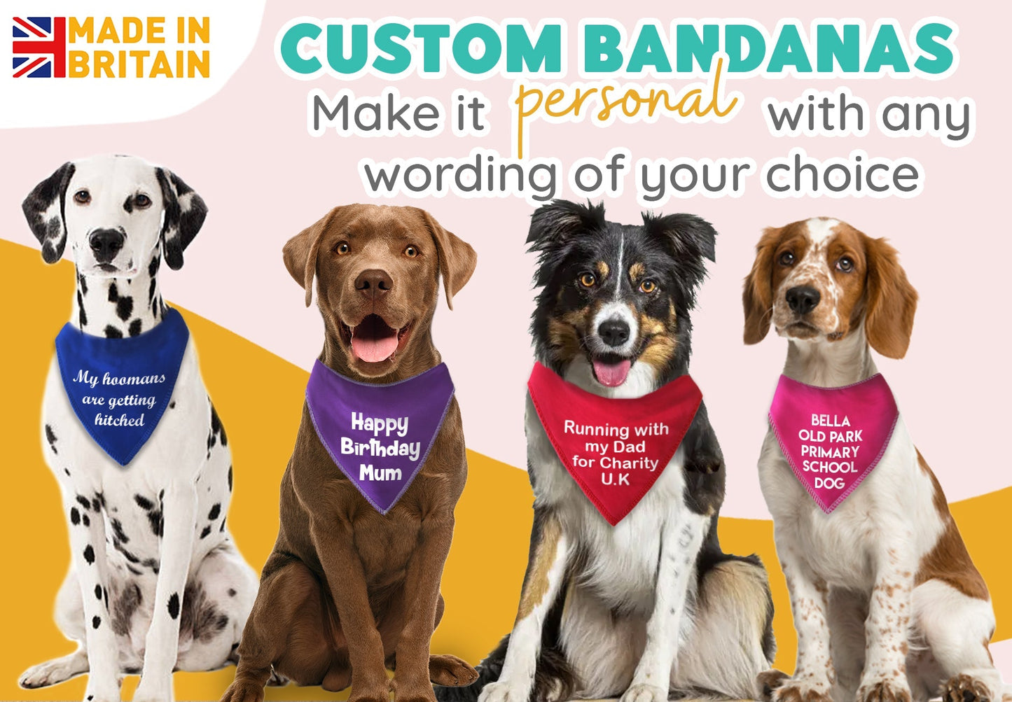 BLACK Any Wording Dog Bandana With Font Choices