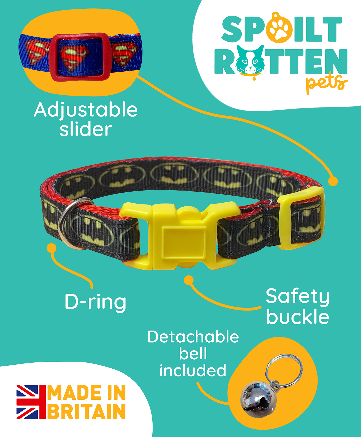Flamboyant Batman Cat Collar