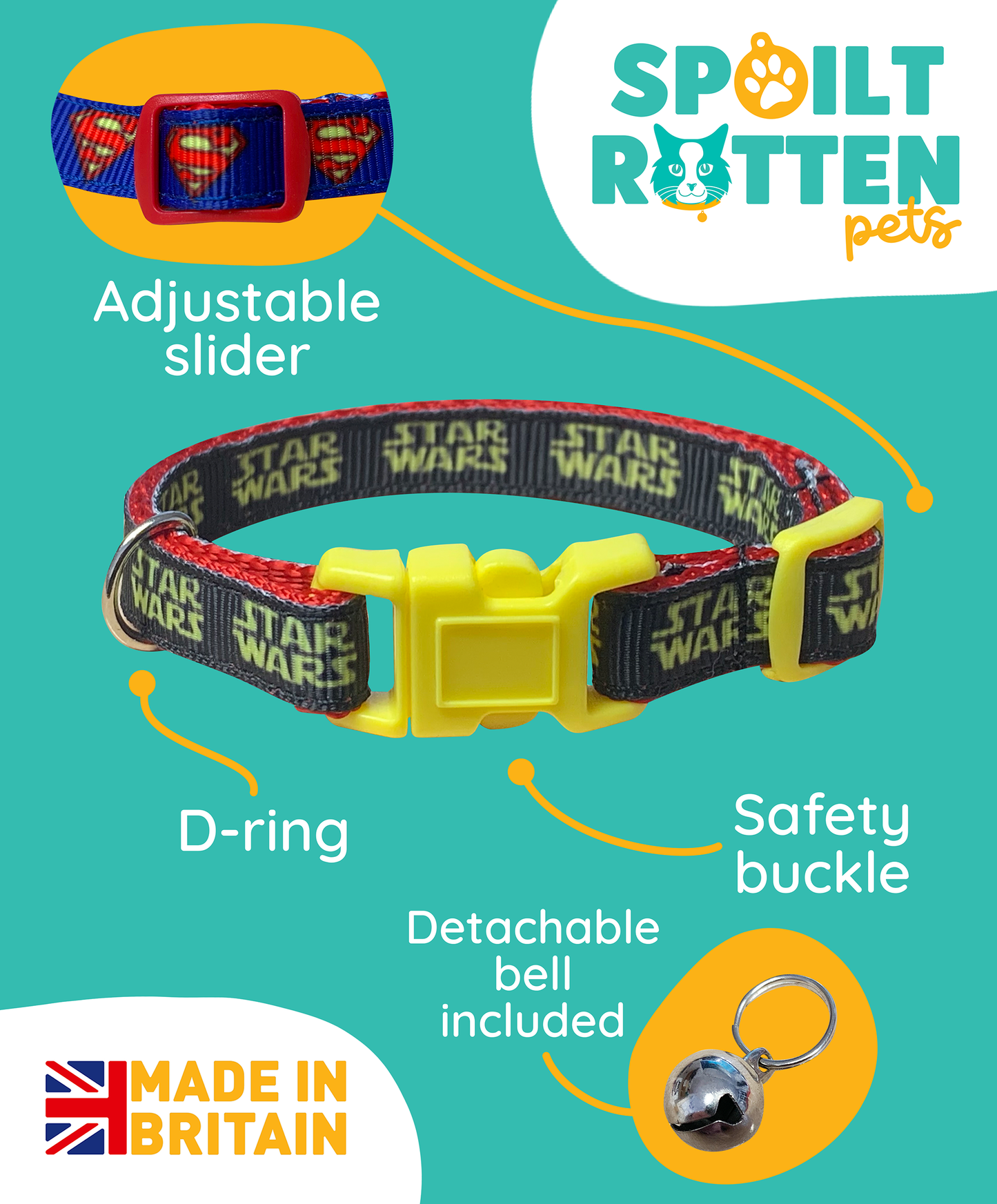 Star Wars Yellow Buckle Cat Collar