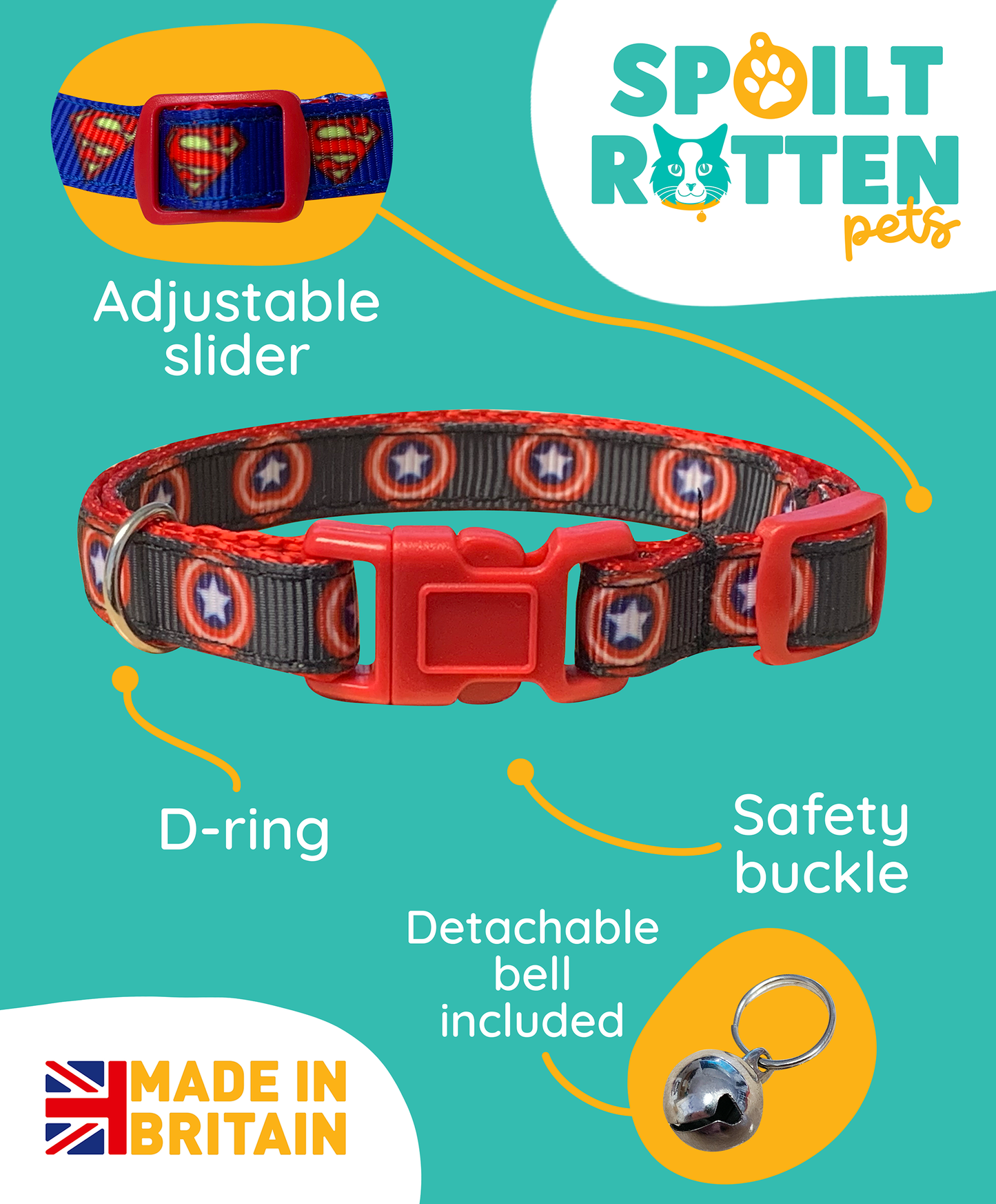 Captain America Cat Collar