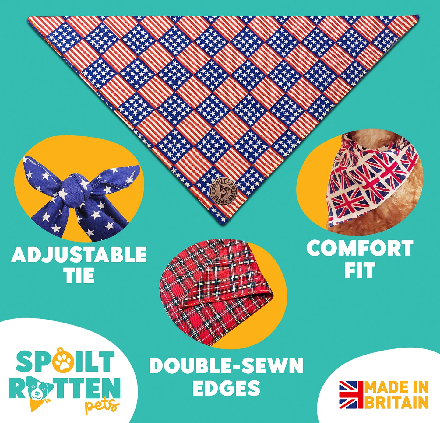 The Washington - American Flag Tied Dog Bandana