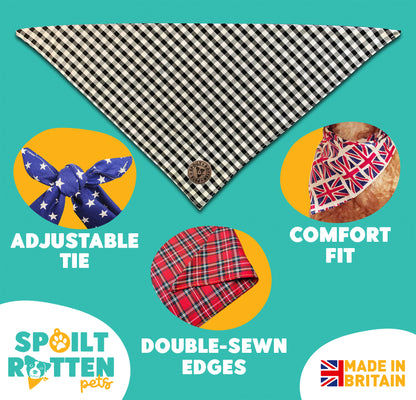 The Derbyshire - Gingham Black Tied Dog Bandana