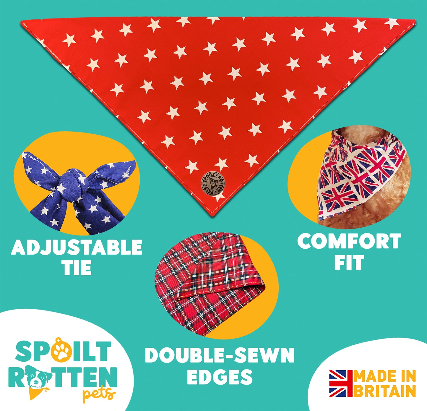 The Liverpool - Large Star on Red Tied Dog Bandana
