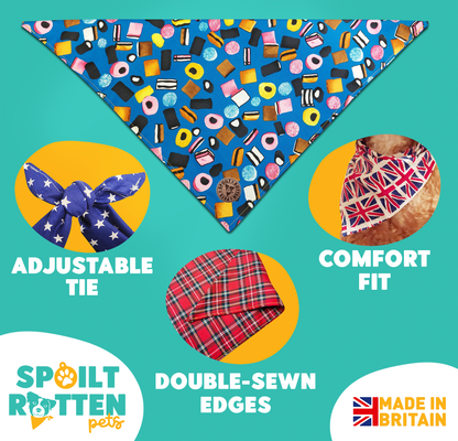 The Scarborough - Liquorice Allsorts Blue Tied Dog Bandana