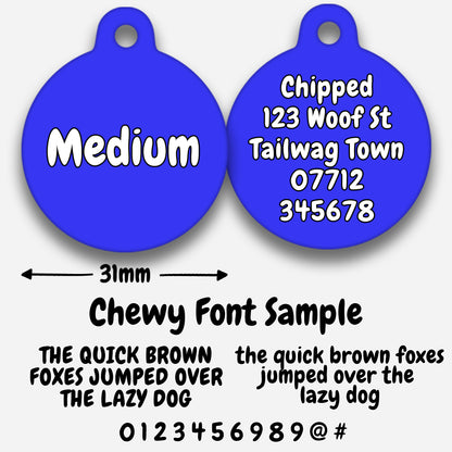 Electric Blue Plain Colour - Pet ID Tag