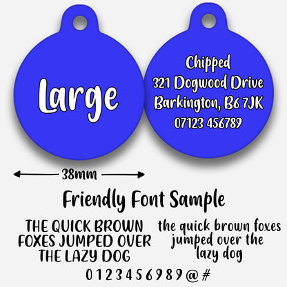Electric Blue Plain Colour - Pet ID Tag