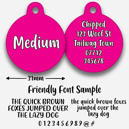 Hot Pink Plain Colour - Pet ID Tag