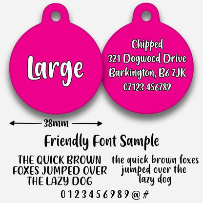 Hot Pink Plain Colour - Pet ID Tag