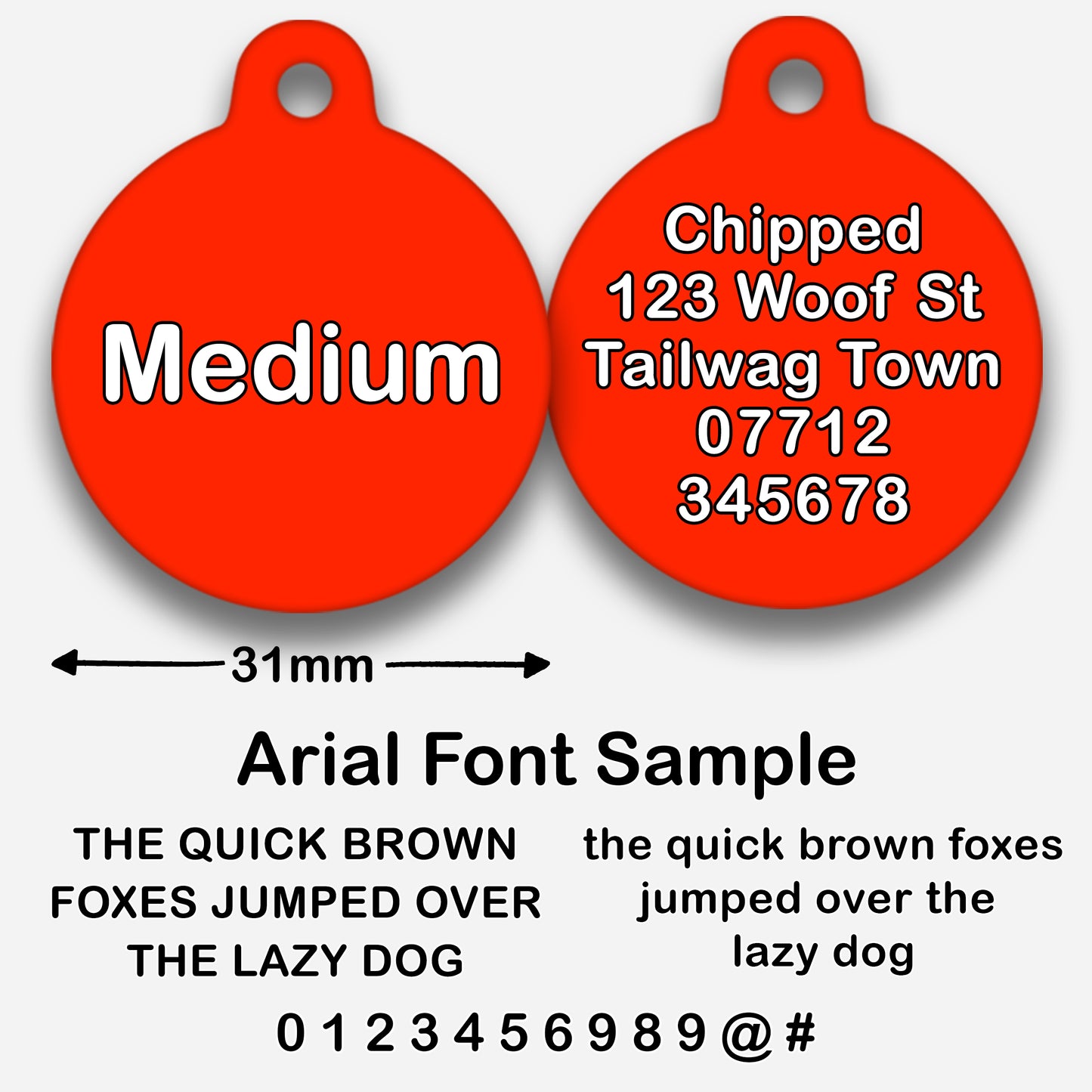 Red Plain Colour - Pet ID Tag