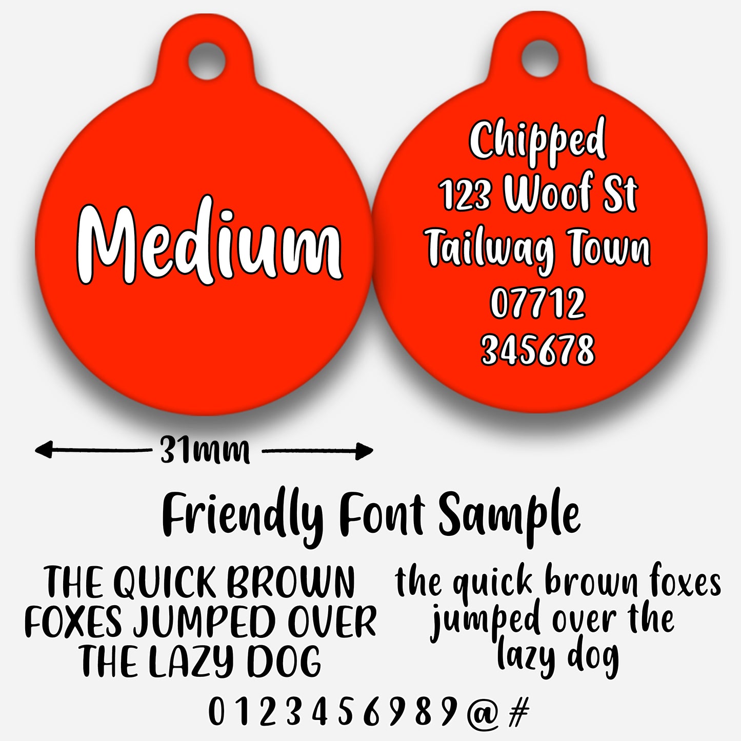 Red Plain Colour - Pet ID Tag